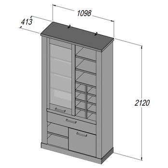 Vitrína DURO 3 pínia biela/dub antik 13