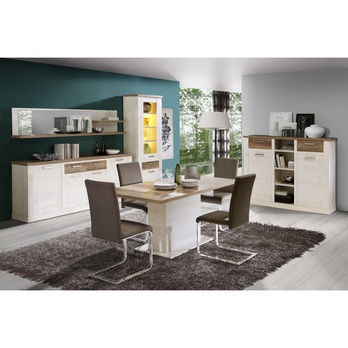 Komoda DURO 4 pínia biela/dub antik 1