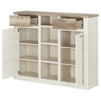 Komoda DURO 4 pínia biela/dub antik 2