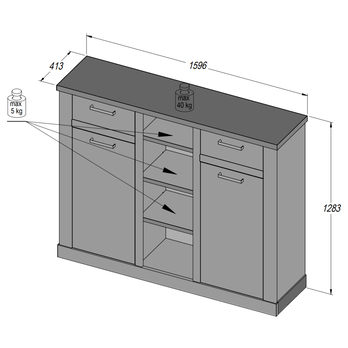Komoda DURO 4 pínia biela/dub antik 12