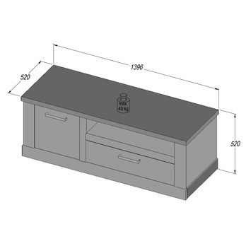 TV stolík DURO pínia biela/dub antik, šírka 140 cm 7