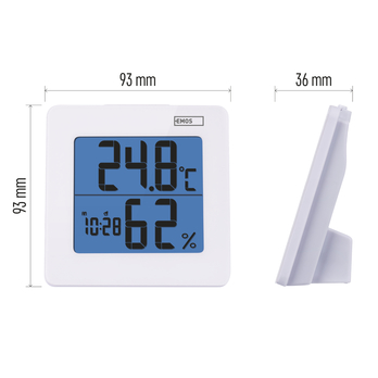 Digitálny teplomer s hodinami E0114 biela 3