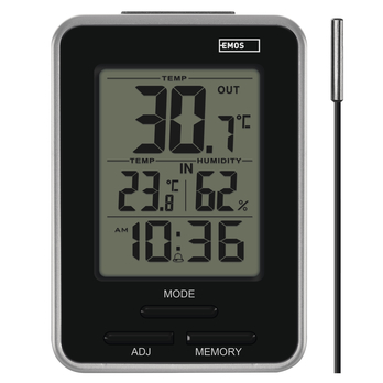 Digitálny teplomer s hodinami E0121 čierna 2