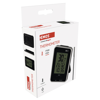 Digitálny teplomer s hodinami E0121 čierna 4