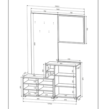 Predsieňová zostava EBRO béžová/dub cremona 4