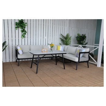 Záhradná rohová zostava EDINBURGH čierna/svetlosivá 1