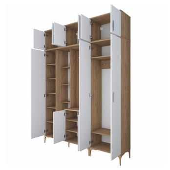 Predsieňová zostava ELA 11 orech/biela, 8 dvojitých háčikov 2