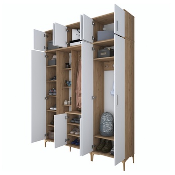 Predsieňová zostava ELA 11 orech/biela, 8 dvojitých háčikov 5