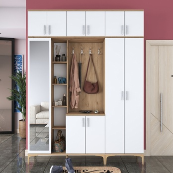 Predsieňová zostava ELA 11 orech/biela, 8 dvojitých háčikov 6