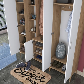 Predsieňová zostava ELA 11 orech/biela, 8 dvojitých háčikov 9