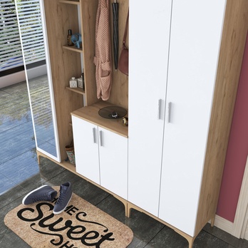 Predsieňová zostava ELA 11 orech/biela, 8 dvojitých háčikov 10