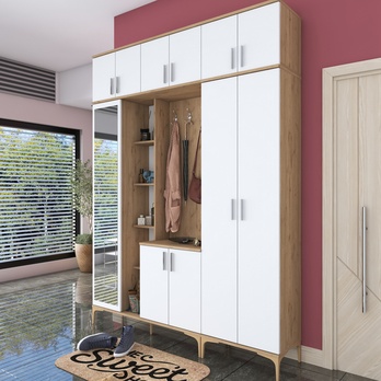 Predsieňová zostava ELA 11 orech/biela, 8 dvojitých háčikov 1