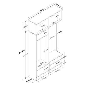 Predsieňová zostava ELA 7 orech/biela 7