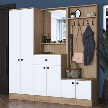 Predsieňová zostava ELA 8 biela/orech 1