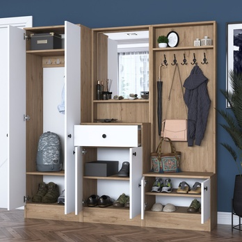 Predsieňová zostava ELA 8 biela/orech 7