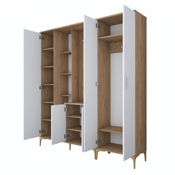 Predsieňová zostava ELA 9 orech/biela, 8 dvojitých háčikov 2