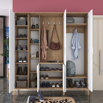 Predsieňová zostava ELA 9 orech/biela, 8 dvojitých háčikov 6