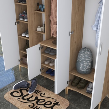 Predsieňová zostava ELA 9 orech/biela, 8 dvojitých háčikov 8