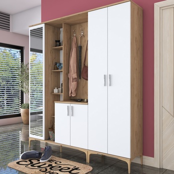 Predsieňová zostava ELA 9 orech/biela, 8 dvojitých háčikov 1