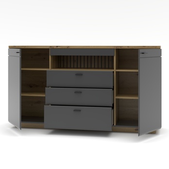 Komoda ELA grafitová/dub artisan, šírka 175 cm 1