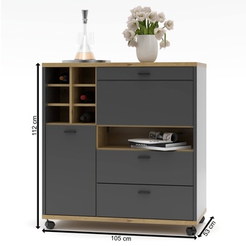 Komoda ELA grafitová/dub artisan, šírka 105 cm 3