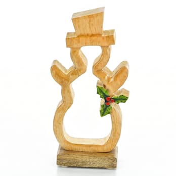 Dekorácia snehuliak s cezmínou ELBERT drevo, výška 22 cm 2