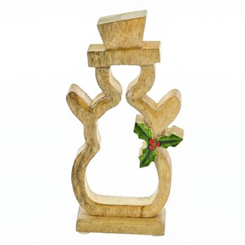 Dekorácia snehuliak s cezmínou ELBERT drevo, výška 27 cm 2