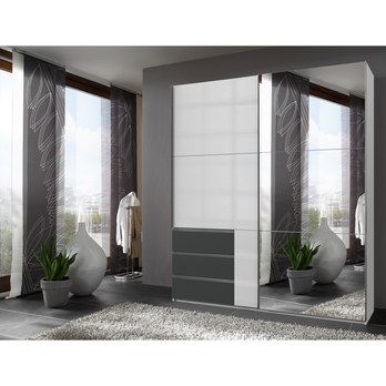 Šatníková skriňa ELIOT biela/grafit, šírka 200 cm 1