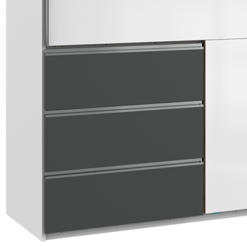 Šatníková skriňa ELIOT biela/grafit, šírka 250 cm 3