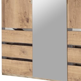 Šatníková skriňa ELIOT dub doskový, 3 dvere, zrkadlo 3