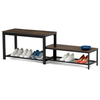 Lavica na topánky ELON čierna/staré drevo 1