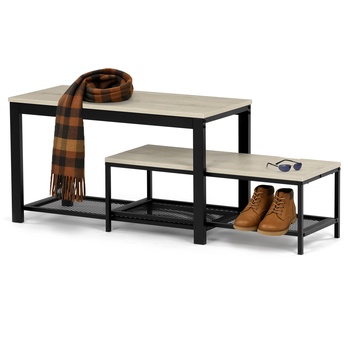 Lavica na topánky ELON čierna/dub sonoma 1