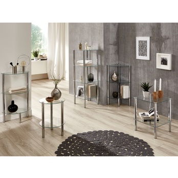 Prístavný stolík EMDEN sklo/chróm, štvorec 1