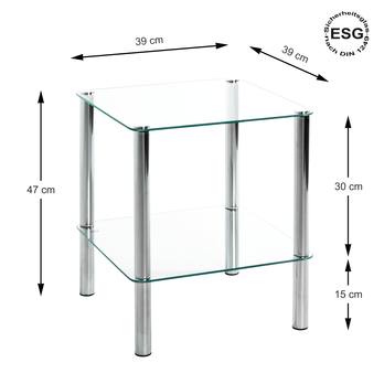 Prístavný stolík EMDEN sklo/chróm, štvorec 4