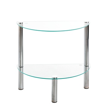 Prístavný stolík EMDEN sklo/chróm, polkruh 1