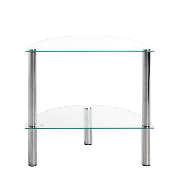Prístavný stolík EMDEN sklo/chróm, polkruh 2