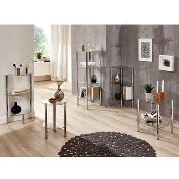 Prístavný stolík EMDEN sklo/chróm, ⌀ 35 cm 1