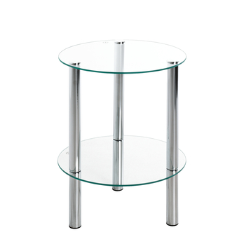 Prístavný stolík EMDEN sklo/chróm, ⌀ 35 cm 2