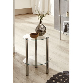 Prístavný stolík EMDEN sklo/chróm, ⌀ 35 cm 3