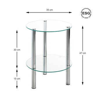 Prístavný stolík EMDEN sklo/chróm, ⌀ 35 cm 4
