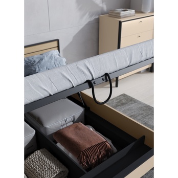 Posteľ ENNA piesková/čierna, 160x200 cm 5