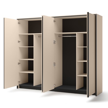 Šatníková skriňa ENNA piesková/čierna, šírka 250 cm 2