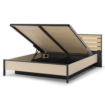 Posteľ ENNA piesková/čierna, 160x200 cm 2