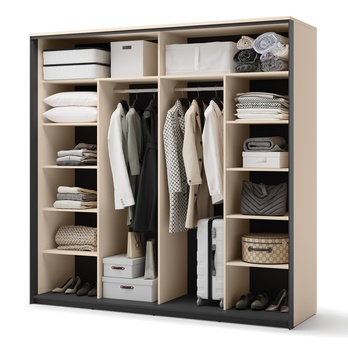 Šatníková skriňa ENNA piesková/čierna, šírka 220 cm 2