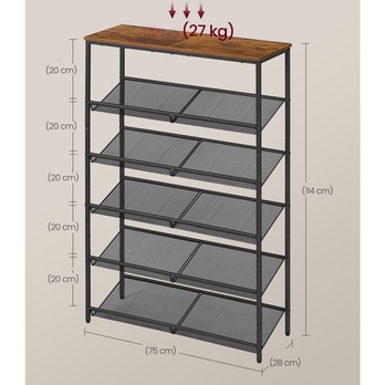 Regál na topánky ENTRY hnedá/čierna 5
