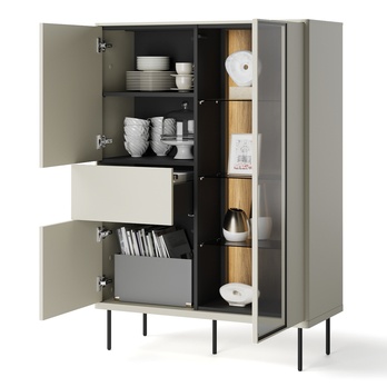 Vitrína EPIRO EP-02 kašmírová/dub tmavý 2