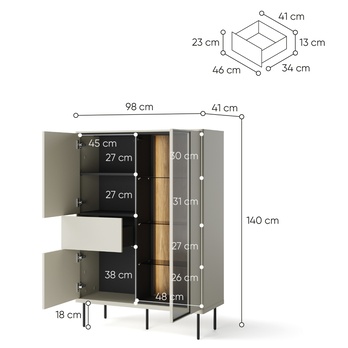 Vitrína EPIRO EP-02 kašmírová/dub tmavý 4