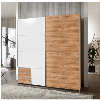 Šatníková skriňa ERICA prírodná/biela, šírka 179 cm 1