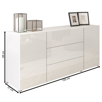 Komoda ERLING 150 biela/biela vysoký lesk 3
