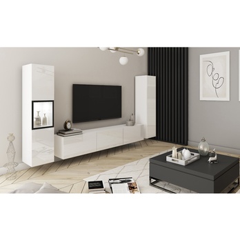 Obývacia stena ERLING III biela/biela vysoký lesk 3